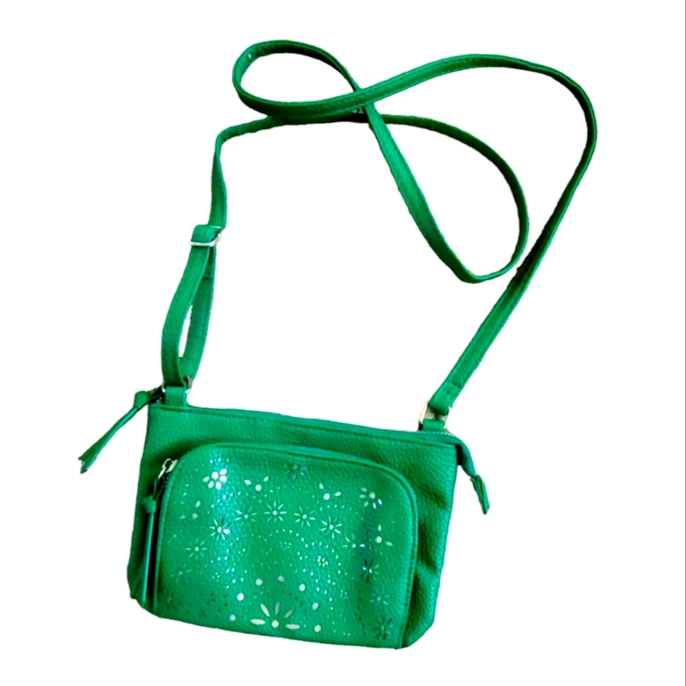 Emerald Green small Icing crossbody bag. Size 7.5"x7".